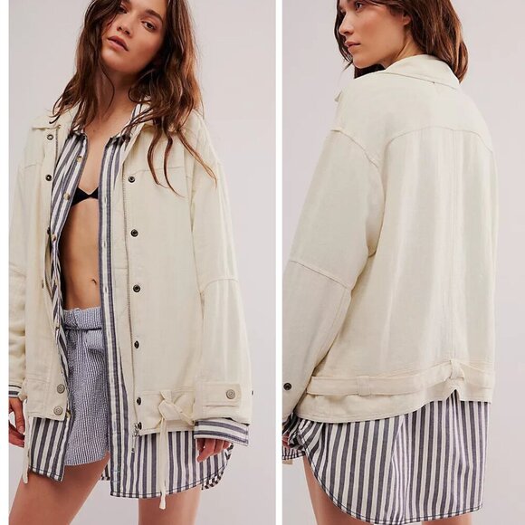 Free People Jackets & Blazers - New! Free People We The Free Ivory White Lola Linen Jacket 20472